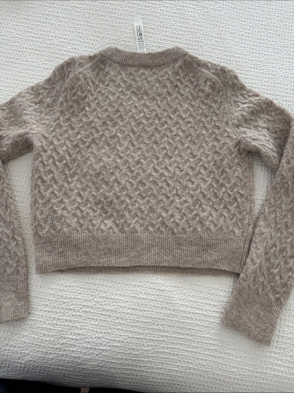 Lululemon Women's Taupe Cable-Knit Alpaca Crewneck Sweater - Picture 6 of 6